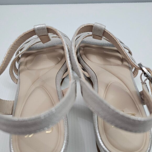 Sofft Scarlet Sandal Womens 8.5 Metallic Champagne Leather Strappy Wedge Comfort - Picture 13 of 16